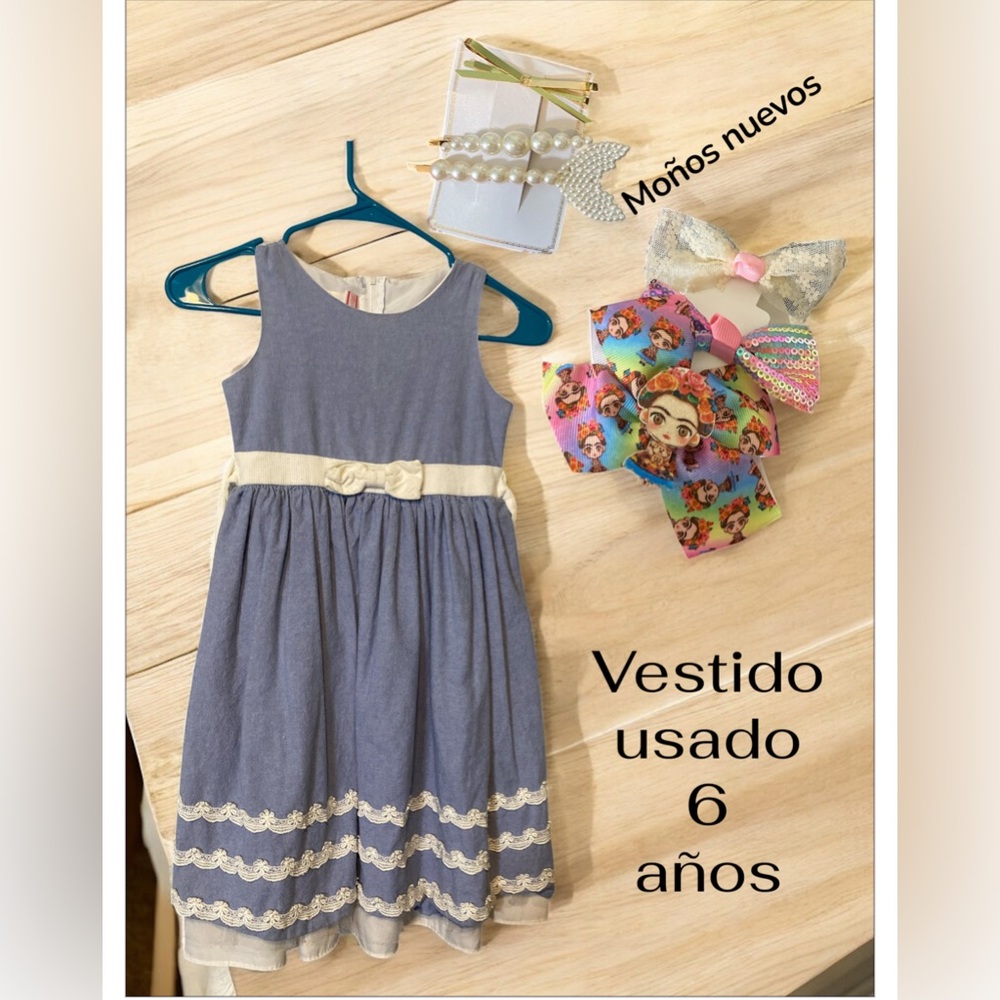 Blue and White Sleeveless Crew Neck Sundress